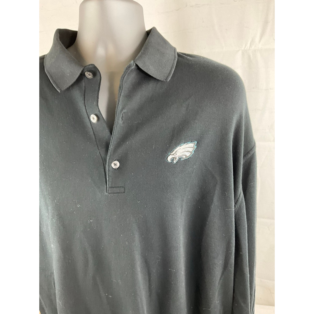 Men's Bobby Jones Black Long Sleeve Polo Shirt XXL with Eagles Logo - Picture 2 of 3